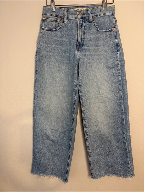Madewell Denim - Madewell The Perfect Vintage Wide-Leg Crop Jean Light Wash Raw Hem 25  | [PH0732